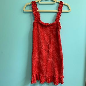 Red Floral Ruched Mini Dress